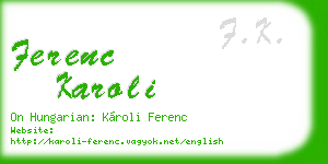 ferenc karoli business card